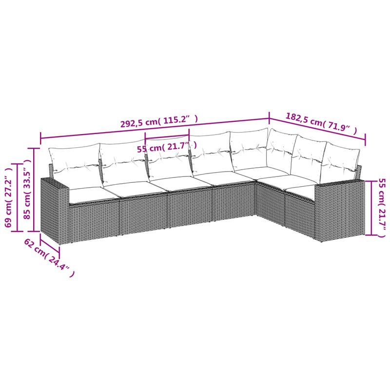 Casa si Gradina - Gradina si terasa - Mobilier exterior - Seturi mobila gradina - Set canapele de gradina, 7 piese, cu perne, gri, poliratan - Infinity.ro