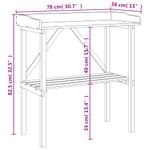 Casa si Gradina - Gradinarit si plante - Plante si ghivece - Ghivece si suporturi - Masa de plante cu raft, gri, 78x38x82,5 cm, lemn masiv de brad - Infinity.ro