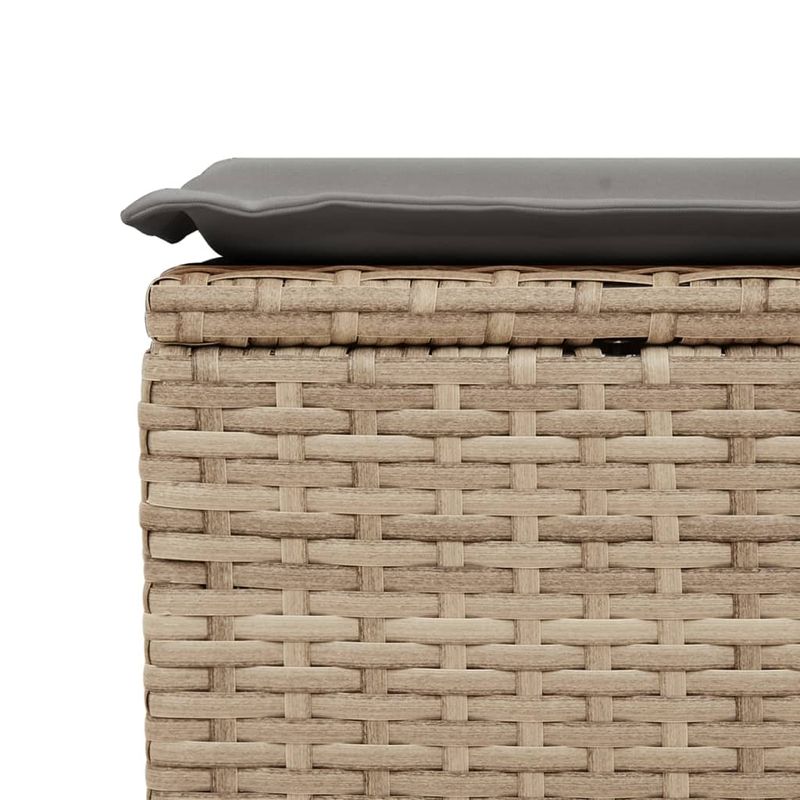 Casa si Gradina - Gradina si terasa - Mobilier exterior - Scaune si sezlonguri gradina - Taburet de gradina cu pernă, bej, 55x55x37 cm, poliratan, bej și gri, model fără depozitare - Infinity.ro