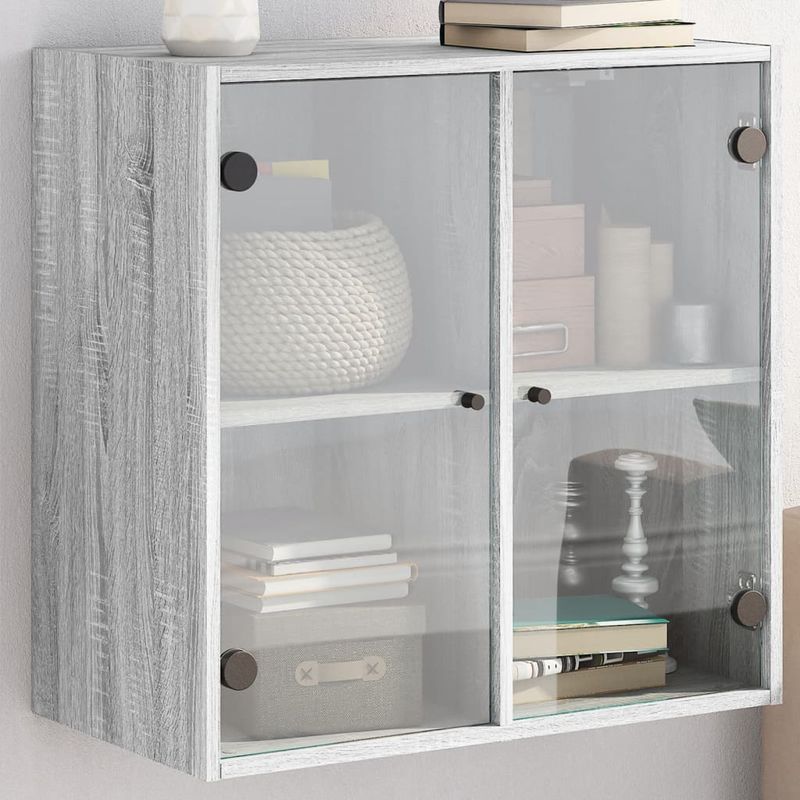 Casa si Gradina - Mobilier - Dulapuri si sifoniere - Dulapuri - Dulap de perete cu usi din sticla, gri sonoma, 68x37x68,5 cm - Infinity.ro