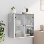 Casa si Gradina - Mobilier - Dulapuri si sifoniere - Dulapuri - Dulap de perete cu usi din sticla, gri sonoma, 68x37x68,5 cm - Infinity.ro