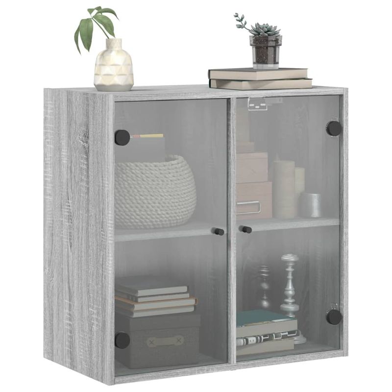 Casa si Gradina - Mobilier - Dulapuri si sifoniere - Dulapuri - Dulap de perete cu usi din sticla, gri sonoma, 68x37x68,5 cm - Infinity.ro