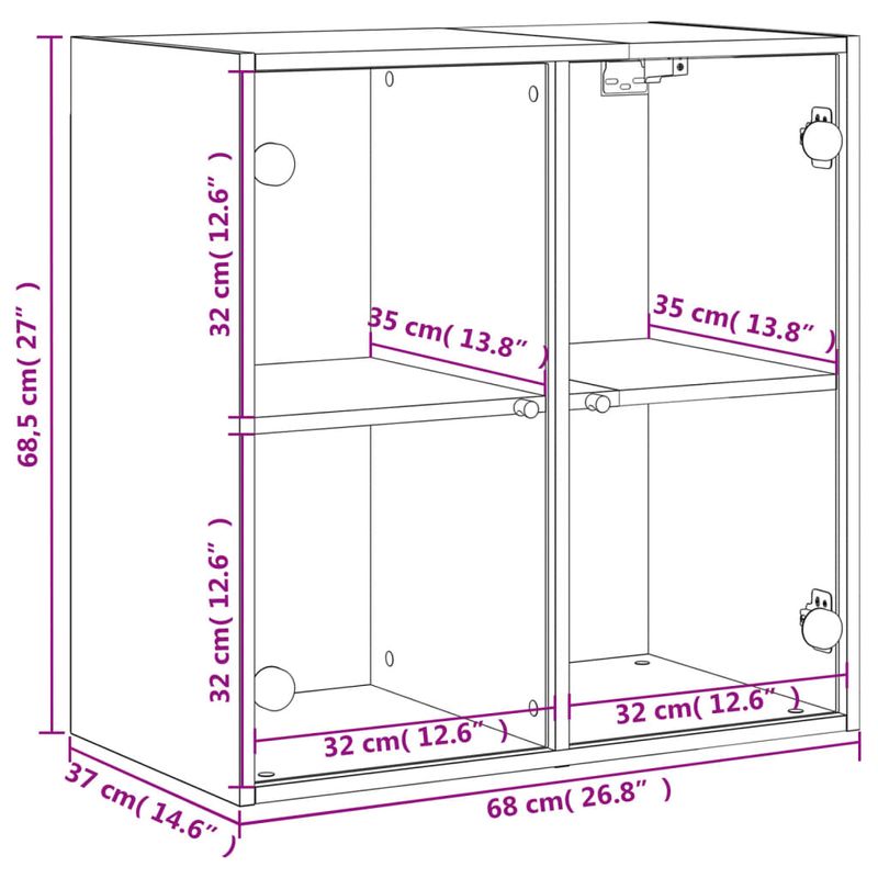 Casa si Gradina - Mobilier - Dulapuri si sifoniere - Dulapuri - Dulap de perete cu usi din sticla, gri sonoma, 68x37x68,5 cm - Infinity.ro