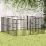 Petshop - Accesorii petshop - Culcusuri si custi - Custi interior si exterior - Tarc pentru caini cu 8 panouri, negru, otel galvanizat, mărime 200x200x100 cm - Infinity.ro