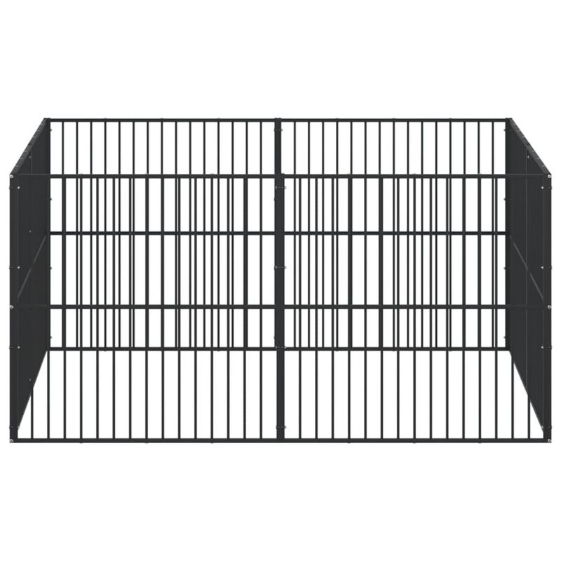 Petshop - Accesorii petshop - Culcusuri si custi - Custi interior si exterior - Tarc pentru caini cu 8 panouri, negru, otel galvanizat, mărime 200x200x100 cm - Infinity.ro