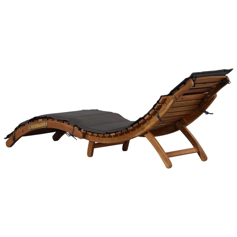 Casa si Gradina - Gradina si terasa - Mobilier exterior - Scaune si sezlonguri gradina - Sezlong cu saltea, gri inchis, lemn masiv acacia - Infinity.ro