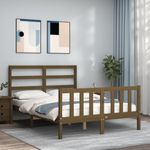 Casa si Gradina - Mobilier - Paturi si accesorii - Paturi - Cadru de pat cu tablie single mic, maro miere, 120x200 cm, lemn masiv - Infinity.ro