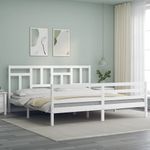 Casa si Gradina - Mobilier - Paturi si accesorii - Paturi - Cadru de pat cu tablie single mic, alb, lemn masiv - Infinity.ro
