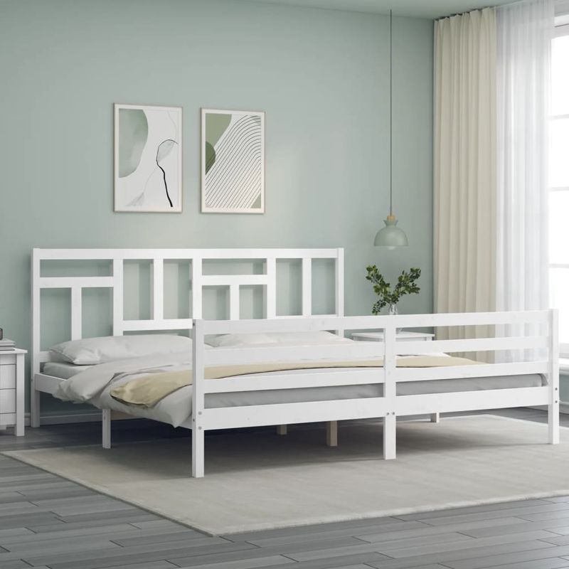 Casa si Gradina - Mobilier - Paturi si accesorii - Paturi - Cadru de pat cu tablie single mic, alb, lemn masiv - Infinity.ro