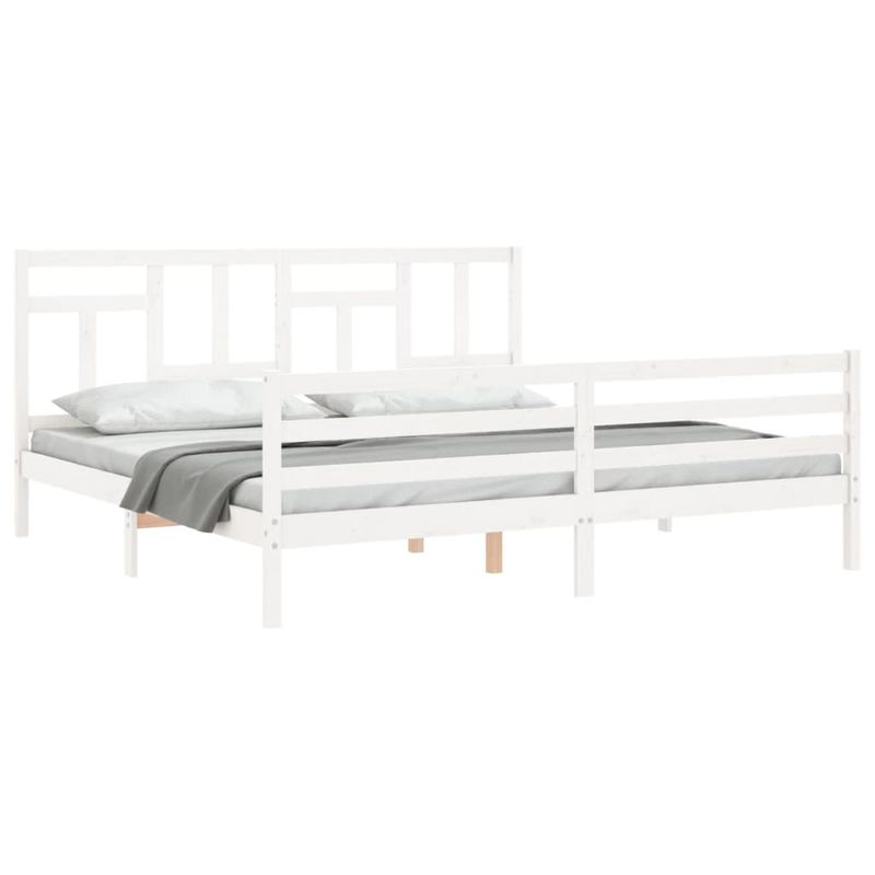 Casa si Gradina - Mobilier - Paturi si accesorii - Paturi - Cadru de pat cu tablie single mic, alb, lemn masiv - Infinity.ro