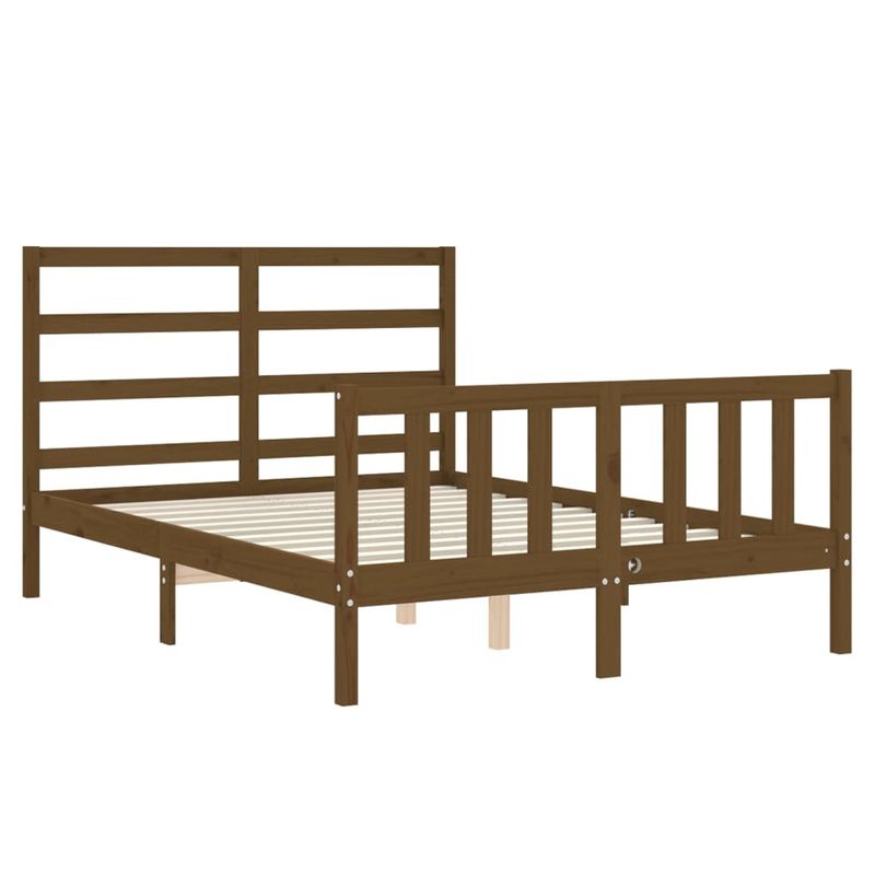 Casa si Gradina - Mobilier - Paturi si accesorii - Paturi - Cadru de pat cu tablie single mic, maro miere, 120x200 cm, lemn masiv - Infinity.ro
