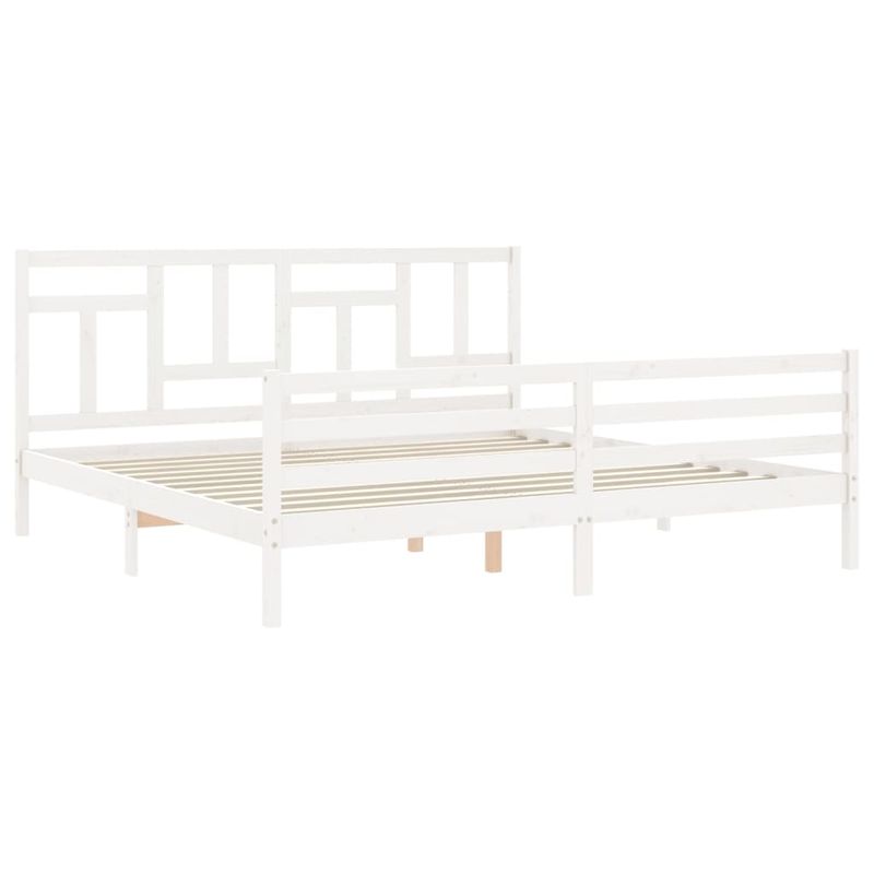 Casa si Gradina - Mobilier - Paturi si accesorii - Paturi - Cadru de pat cu tablie single mic, alb, lemn masiv - Infinity.ro