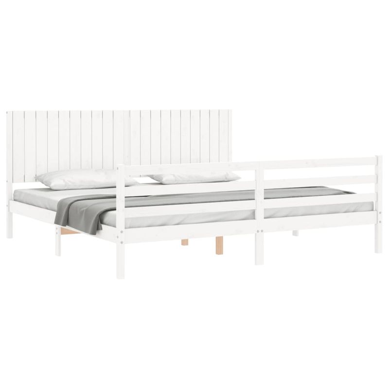 Casa si Gradina - Mobilier - Paturi si accesorii - Paturi - Cadru de pat cu tablie, alb, lemn masiv - Infinity.ro