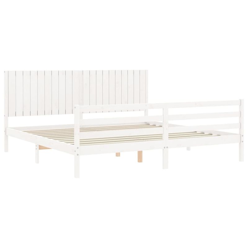 Casa si Gradina - Mobilier - Paturi si accesorii - Paturi - Cadru de pat cu tablie, alb, lemn masiv - Infinity.ro