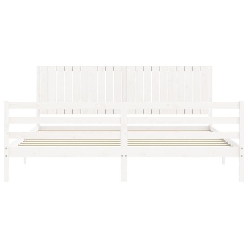 Casa si Gradina - Mobilier - Paturi si accesorii - Paturi - Cadru de pat cu tablie, alb, lemn masiv - Infinity.ro