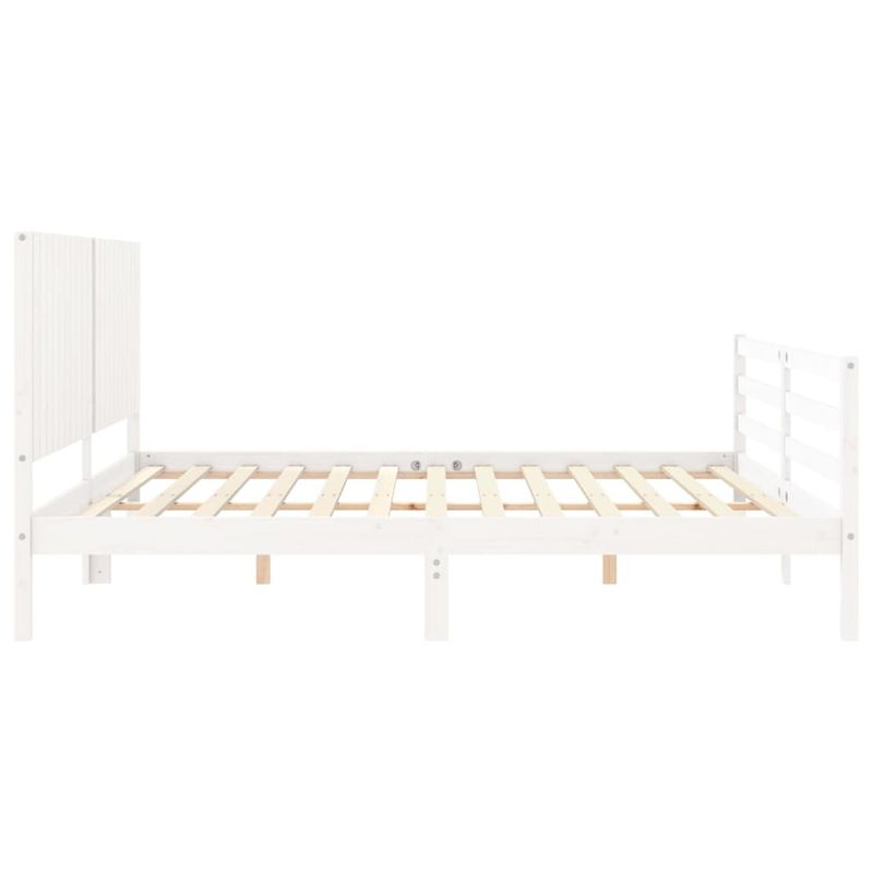 Casa si Gradina - Mobilier - Paturi si accesorii - Paturi - Cadru de pat cu tablie, alb, lemn masiv - Infinity.ro