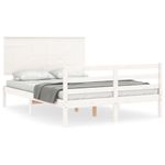 Casa si Gradina - Mobilier - Paturi si accesorii - Paturi - Cadru de pat cu tablie single mic, alb, 140x200 cm, lemn masiv - Infinity.ro