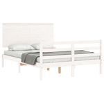 Casa si Gradina - Mobilier - Paturi si accesorii - Paturi - Cadru de pat cu tablie single mic, alb, 140x200 cm, lemn masiv - Infinity.ro