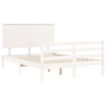 Casa si Gradina - Mobilier - Paturi si accesorii - Paturi - Cadru de pat cu tablie single mic, alb, 140x200 cm, lemn masiv - Infinity.ro