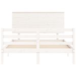 Casa si Gradina - Mobilier - Paturi si accesorii - Paturi - Cadru de pat cu tablie single mic, alb, 140x200 cm, lemn masiv - Infinity.ro