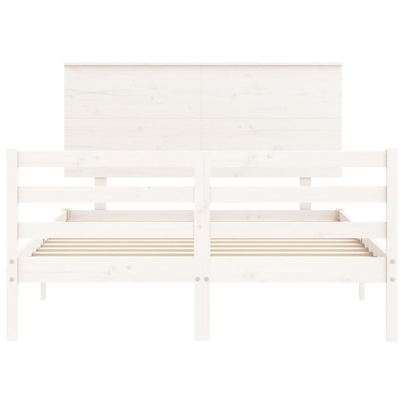Casa si Gradina - Mobilier - Paturi si accesorii - Paturi - Cadru de pat cu tablie single mic, alb, 140x200 cm, lemn masiv - Infinity.ro