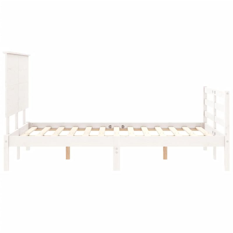 Casa si Gradina - Mobilier - Paturi si accesorii - Paturi - Cadru de pat cu tablie single mic, alb, 140x200 cm, lemn masiv - Infinity.ro