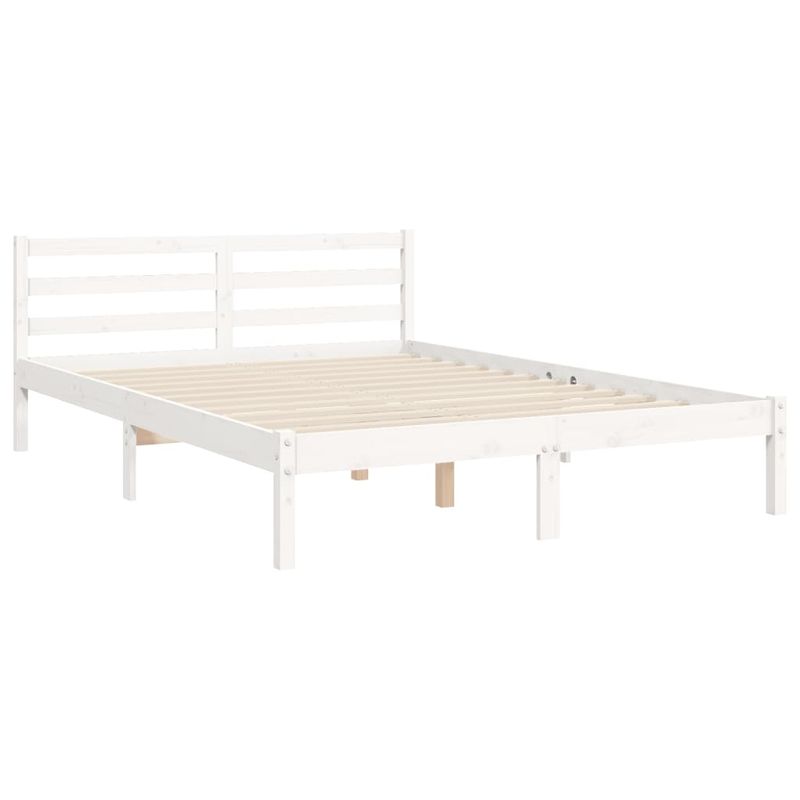 Casa si Gradina - Mobilier - Paturi si accesorii - Paturi - Cadru de pat cu tablie single mic, alb, 140x200 cm, lemn masiv - Infinity.ro