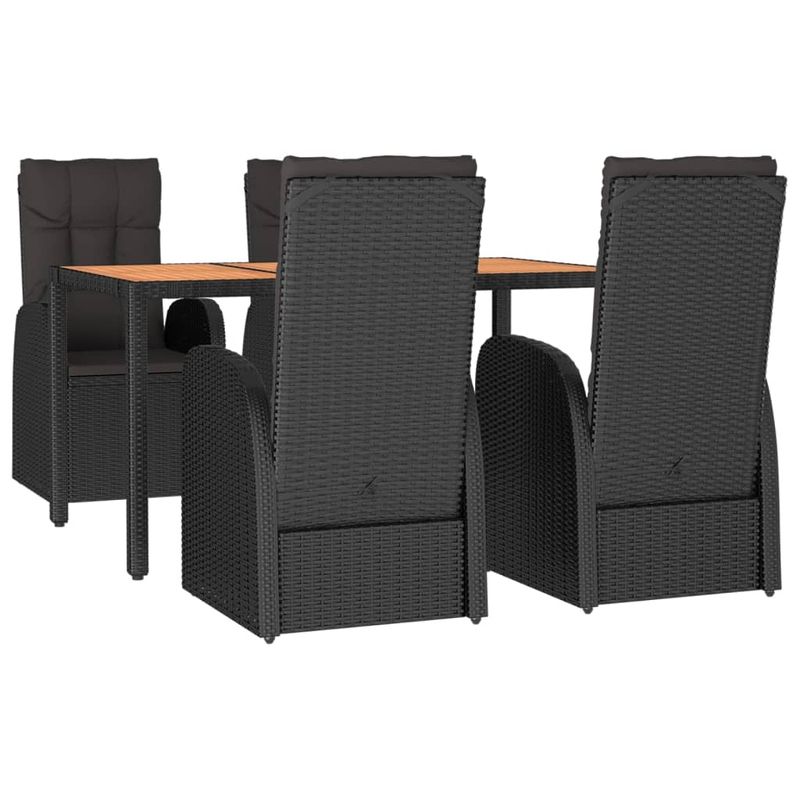 Casa si Gradina - Gradina si terasa - Mobilier exterior - Scaune si sezlonguri gradina - Set mobilier de gradina cu perne, 5 piese, negru, poliratan - Infinity.ro