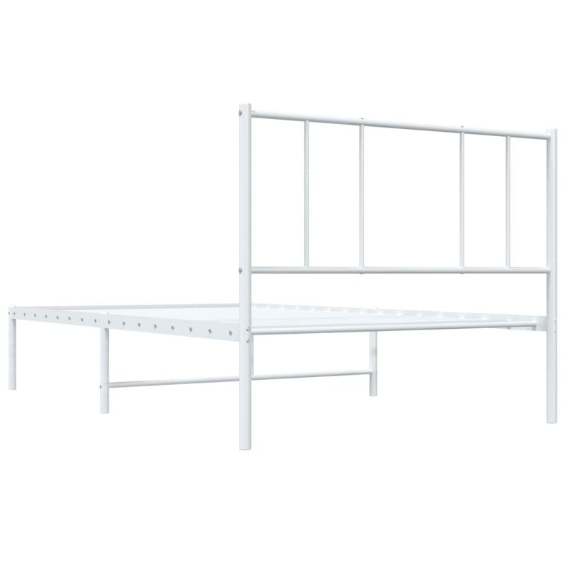 Casa si Gradina - Mobilier - Paturi si accesorii - Paturi - Cadru de pat metalic cu tablie, alb, 75x190 cm - Infinity.ro