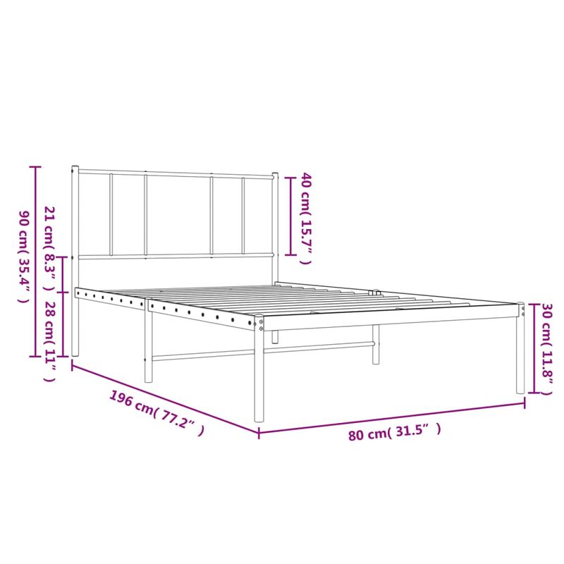 Casa si Gradina - Mobilier - Paturi si accesorii - Paturi - Cadru de pat metalic cu tablie, alb, 75x190 cm - Infinity.ro