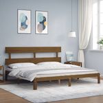 Casa si Gradina - Mobilier - Paturi si accesorii - Paturi - Cadru de pat cu tablie single mic, maro miere, 200x200 cm, lemn masiv - Infinity.ro
