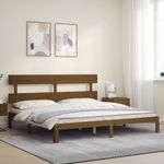 Casa si Gradina - Mobilier - Paturi si accesorii - Paturi - Cadru de pat cu tablie single mic, maro miere, 200x200 cm, lemn masiv - Infinity.ro