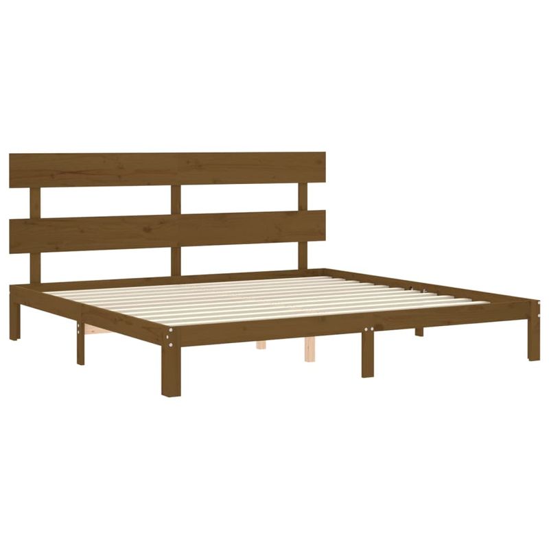 Casa si Gradina - Mobilier - Paturi si accesorii - Paturi - Cadru de pat cu tablie single mic, maro miere, 200x200 cm, lemn masiv - Infinity.ro