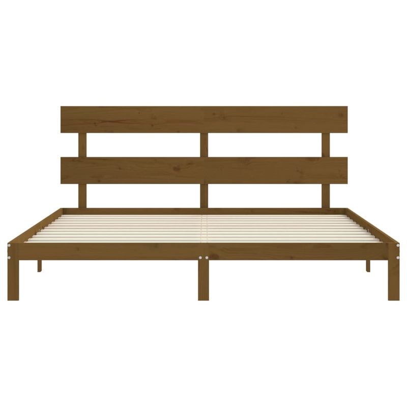 Casa si Gradina - Mobilier - Paturi si accesorii - Paturi - Cadru de pat cu tablie single mic, maro miere, 200x200 cm, lemn masiv - Infinity.ro
