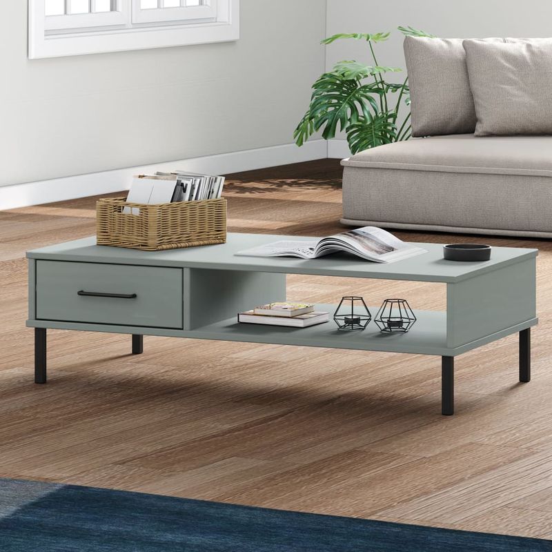 Casa si Gradina - Mobilier - Comode si corpuri - Console - Dulap consola cu picioare metalice „OSLO”, gri, lemn masiv pin - Infinity.ro