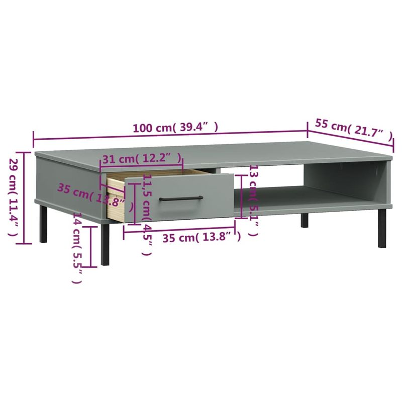 Casa si Gradina - Mobilier - Comode si corpuri - Console - Dulap consola cu picioare metalice „OSLO”, gri, lemn masiv pin - Infinity.ro