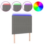 Casa si Gradina - Mobilier - Paturi si accesorii - Accesorii paturi - Tablie de pat cu LED, gri inchis, 90x5x118/128 cm, textil - Infinity.ro