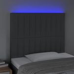 Casa si Gradina - Mobilier - Paturi si accesorii - Accesorii paturi - Tablie de pat cu LED, gri inchis, 90x5x118/128 cm, textil - Infinity.ro