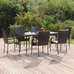 Casa si Gradina - Gradina si terasa - Mobilier exterior - Seturi mobila gradina - Set mobilier de gradina, 7 piese, negru, poliratan - Infinity.ro