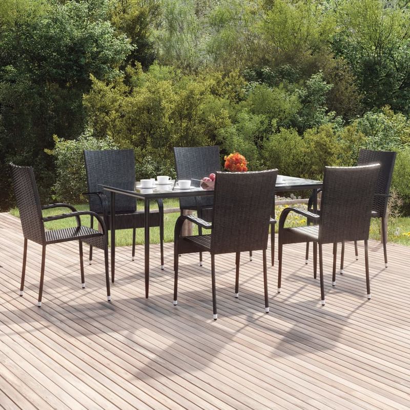 Casa si Gradina - Gradina si terasa - Mobilier exterior - Seturi mobila gradina - Set mobilier de gradina, 7 piese, negru, poliratan - Infinity.ro