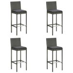 Casa si Gradina - Gradina si terasa - Mobilier exterior - Seturi mobila gradina - Set mobilier bar de gradina cu perne, 5 piese, gri, poliratan - Infinity.ro