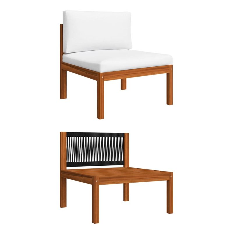 Casa si Gradina - Gradina si terasa - Mobilier exterior - Seturi mobila gradina - Set mobilier gradina cu perne, crem, 7 piese, lemn masiv acacia, model 2x colț + 4x mijloc + masă - Infinity.ro