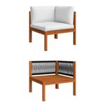 Casa si Gradina - Gradina si terasa - Mobilier exterior - Seturi mobila gradina - Set mobilier gradina cu perne, crem, 7 piese, lemn masiv acacia, model 2x colț + 4x mijloc + masă - Infinity.ro