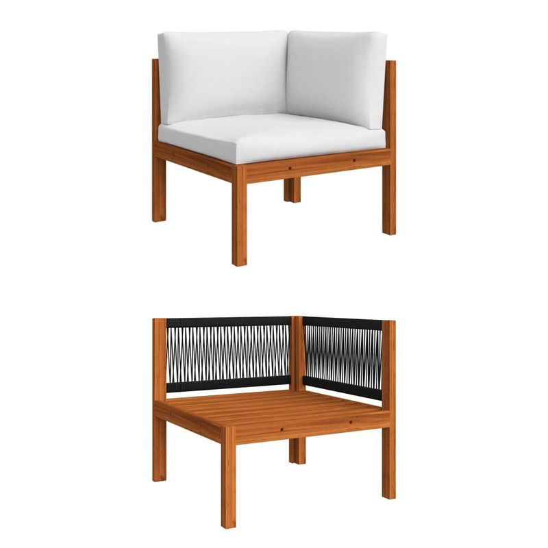 Casa si Gradina - Gradina si terasa - Mobilier exterior - Seturi mobila gradina - Set mobilier gradina cu perne, crem, 7 piese, lemn masiv acacia, model 2x colț + 4x mijloc + masă - Infinity.ro