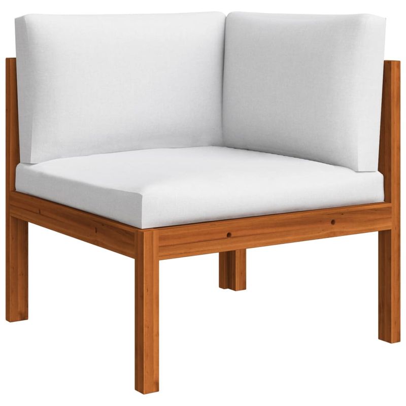 Casa si Gradina - Gradina si terasa - Mobilier exterior - Seturi mobila gradina - Set mobilier gradina cu perne, crem, 7 piese, lemn masiv acacia, model 2x colț + 4x mijloc + masă - Infinity.ro