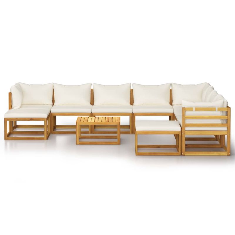 Casa si Gradina - Gradina si terasa - Mobilier exterior - Seturi mobila gradina - Set mobilier gradina cu perne 11 piese crem lemn masiv acacia - Infinity.ro