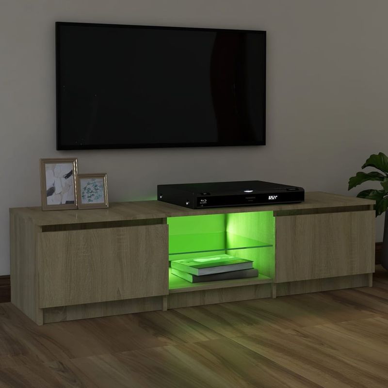 Casa si Gradina - Mobilier - Comode si corpuri - Comode - Comoda TV cu lumini LED, stejar sonoma, 120x30x35,5 cm - Infinity.ro