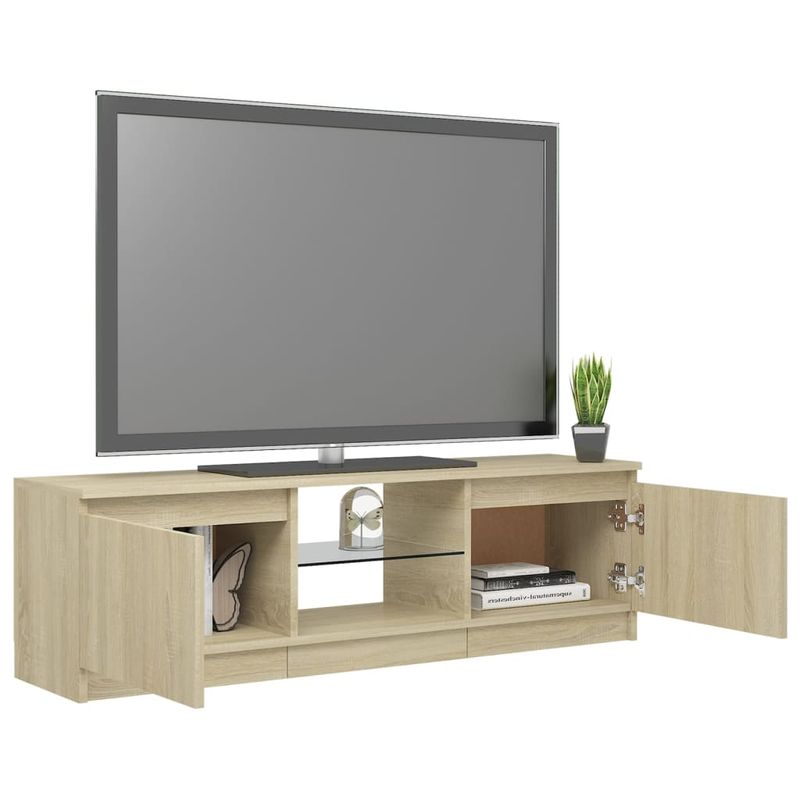 Casa si Gradina - Mobilier - Comode si corpuri - Comode - Comoda TV cu lumini LED, stejar sonoma, 120x30x35,5 cm - Infinity.ro