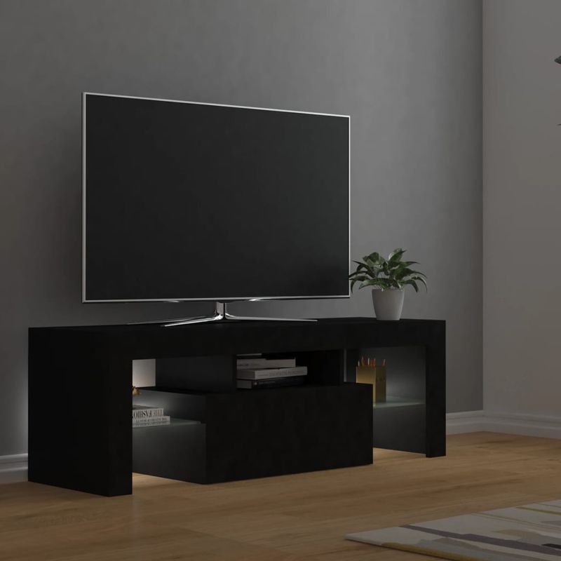 Casa si Gradina - Mobilier - Comode si corpuri - Comode - Comoda TV cu lumini LED, negru, 120x35x40 cm - Infinity.ro