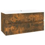 Casa si Gradina - Mobilier - Comode si corpuri - Masute de toaleta - Dulap chiuveta bazin incorporat stejar fumuriu lemn prelucrat, mărime 90x38.5x45 cm, model fără robinet și scurgere - Infinity.ro